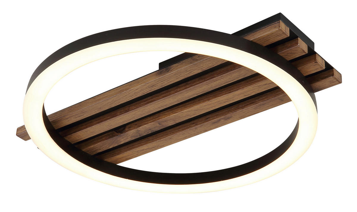 LED-DECKENLEUCHTE    34/30/6 cm  - Weiss/Dunkelbraun, Natur, Holzwerkstoff/Kunststoff (34/30/6cm) - Globo