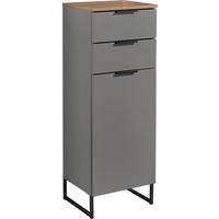 MIDISCHRANK 38/106/32 cm  - Eichefarben/Schwarz, KONVENTIONELL, Holzwerkstoff/Metall (38/106/32cm) - home24