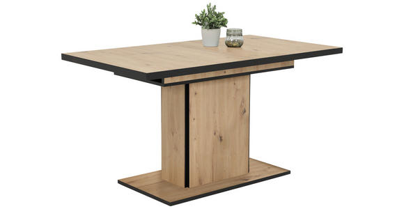 ESSTISCH Schwarz, Eiche Artisan rechteckig ausziehbar, Variantenauswahl - Schwarz/Eiche Artisan, KONVENTIONELL, Holzwerkstoff (120-160/80/76cm) - Carryhome