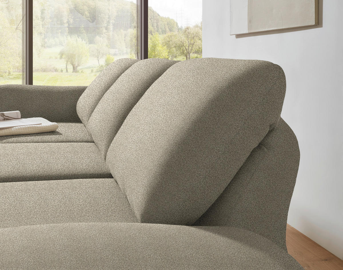 ECKSOFA  in Flachgewebe Sandfarben  175-224/255-365 cm  - Sandfarben/Schwarz, Design, Textil/Metall (175-224/255-365cm) - Dieter Knoll