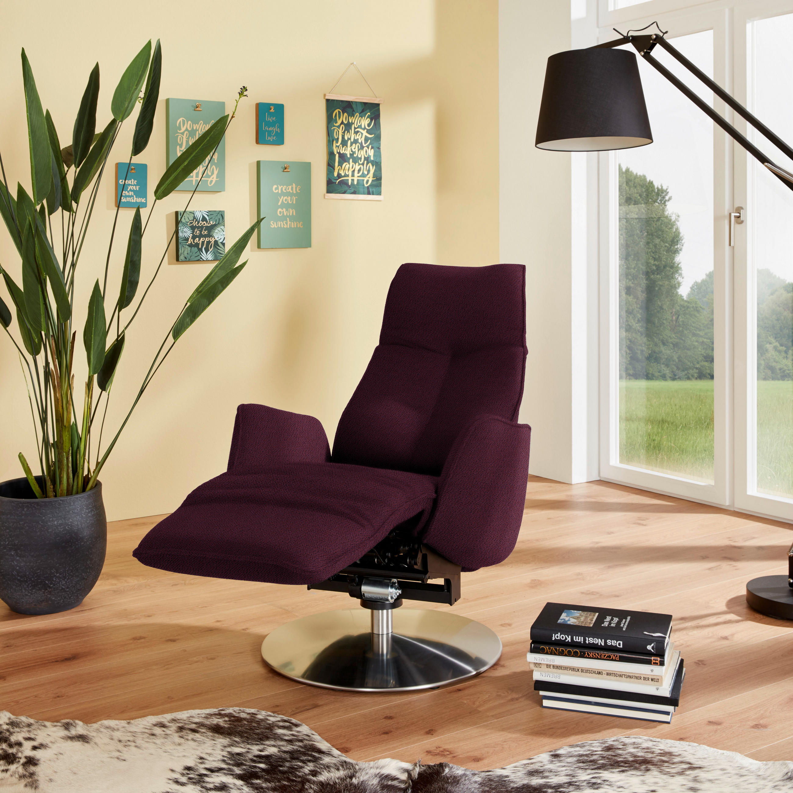 RELAXSESSEL in Textil Lila  - Anthrazit/Lila, Design, Textil/Metall (71/114/84cm) - Johann Jakob