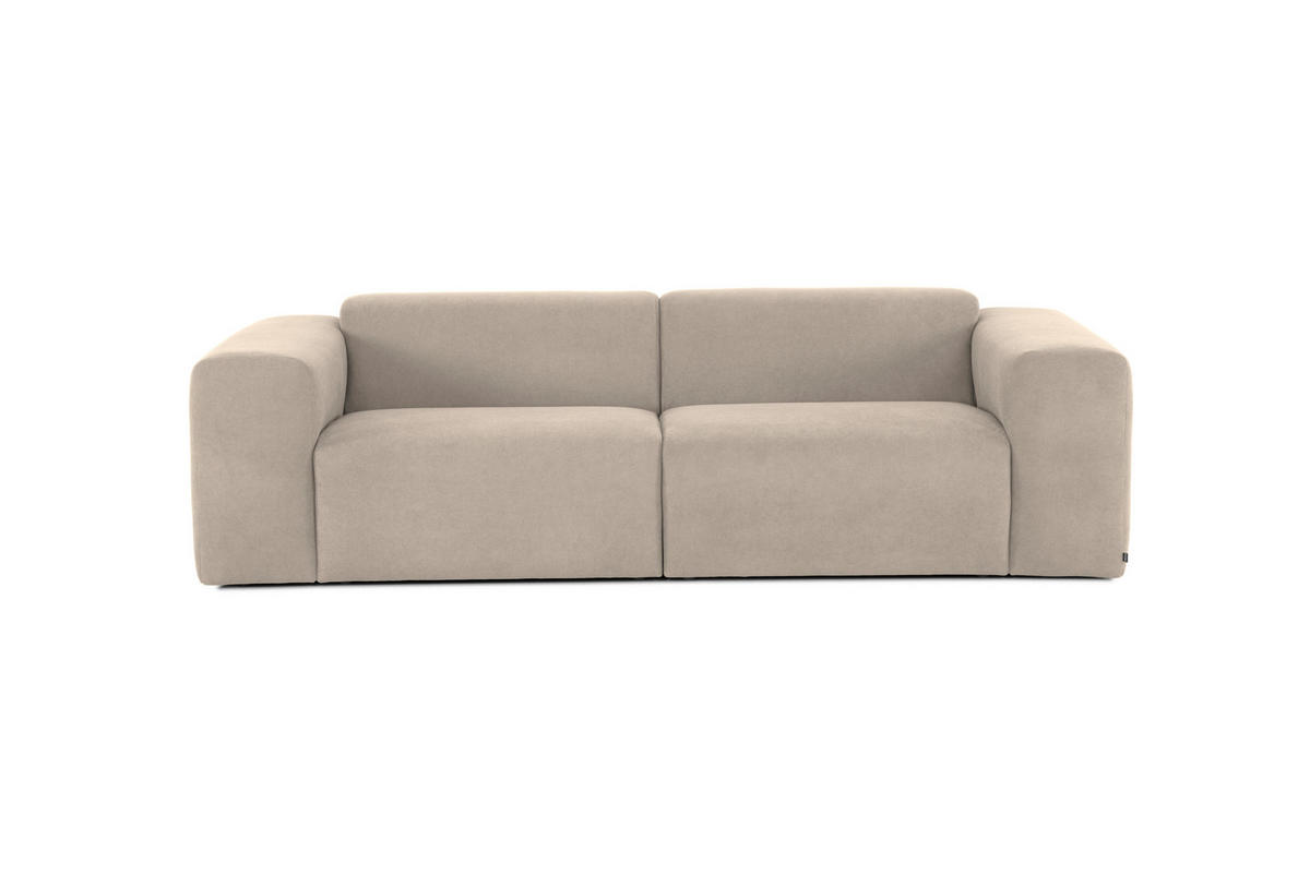 3-SITZER-SOFA Struktur Hellbraun  - Hellbraun/Schwarz, Design, Kunststoff/Textil (266/76/116cm) - MID.YOU