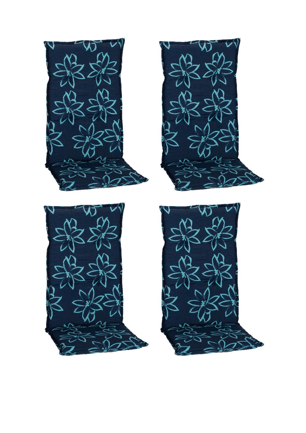 SESSELAUFLAGE in Blau, Hellblau Blume  - Blau/Hellblau, Basics, Textil (118/50/6cm) - Gardenson