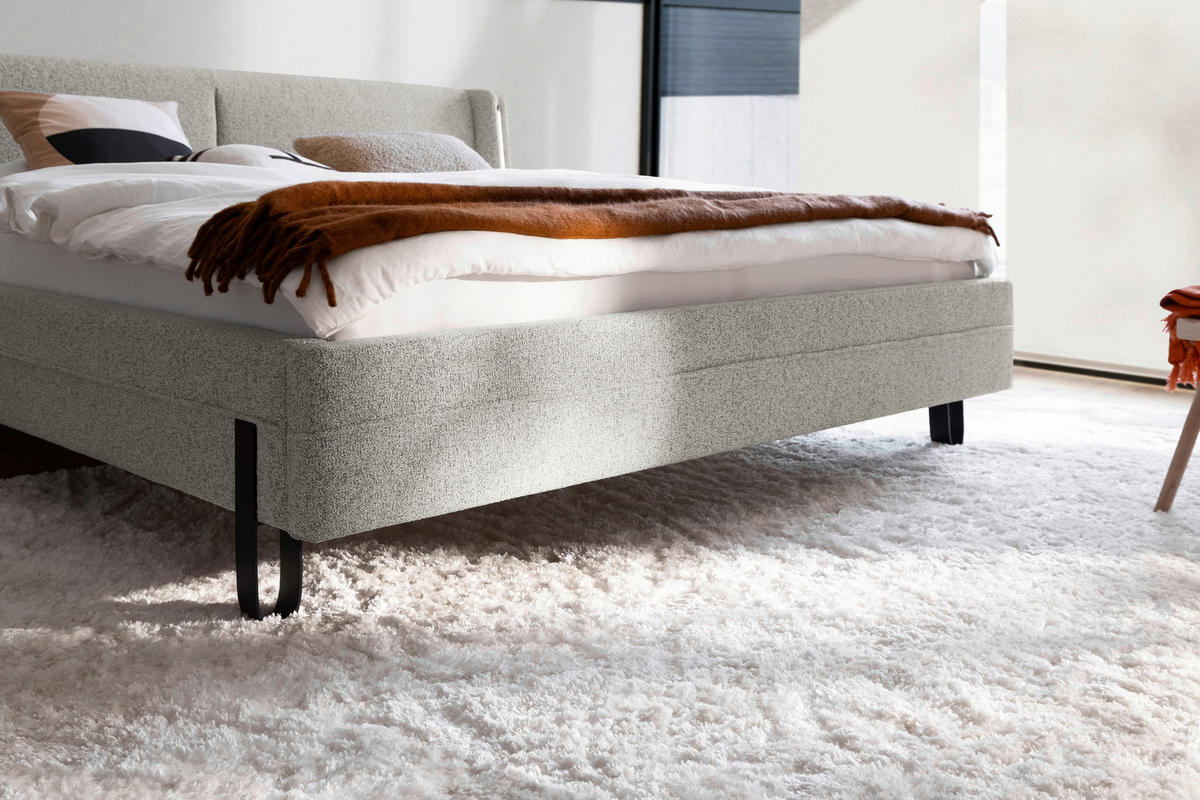 POLSTERBETT Beleuchtung 180/200 cm  in Taupe  - Taupe/Schwarz, MODERN, Textil/Metall (180/200cm) - Novel
