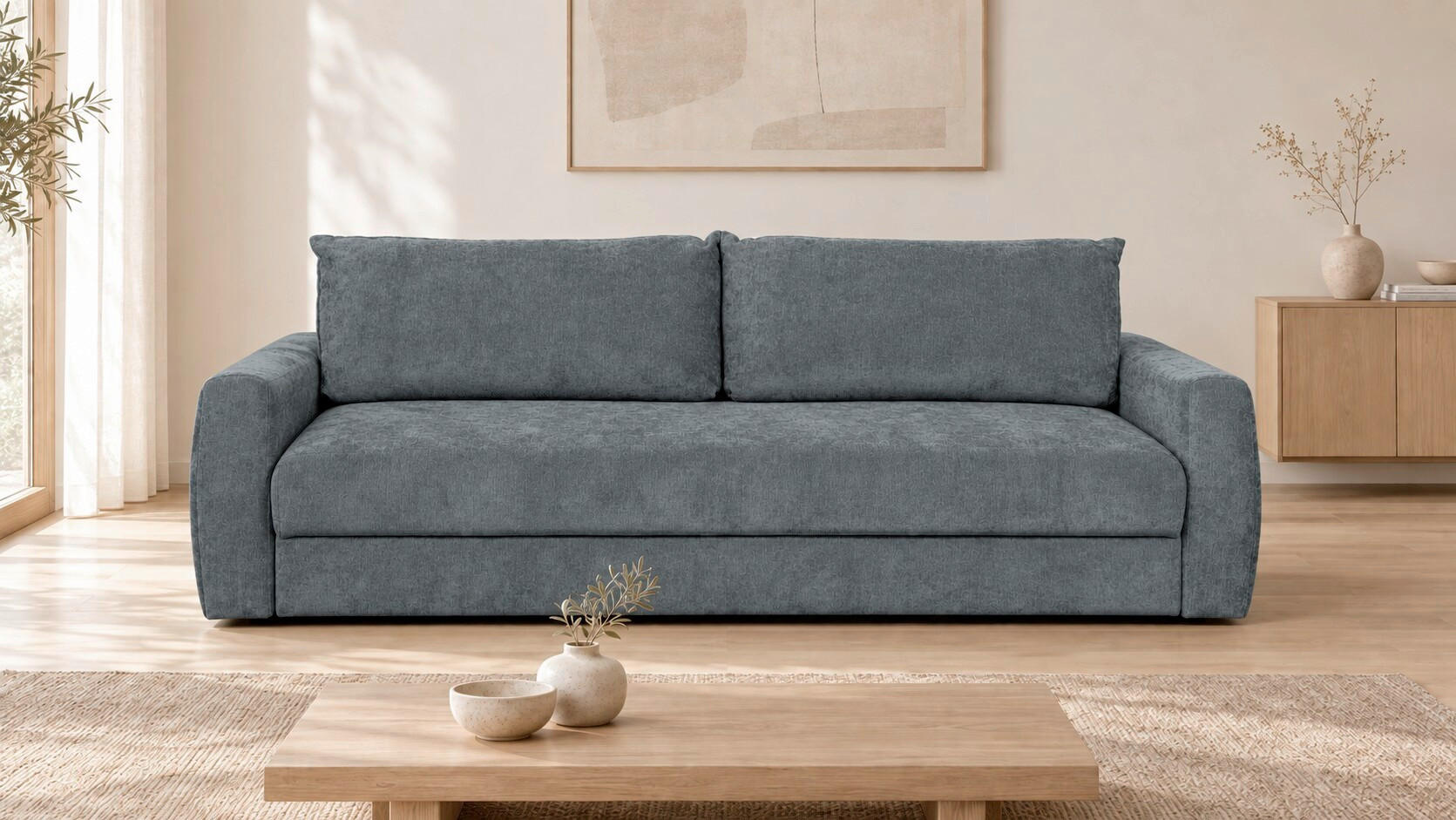 SCHLAFSOFA Gosa in Chenille Dunkelgrau  - Dunkelgrau, Design, Textil (238/90/116cm) - Livetastic