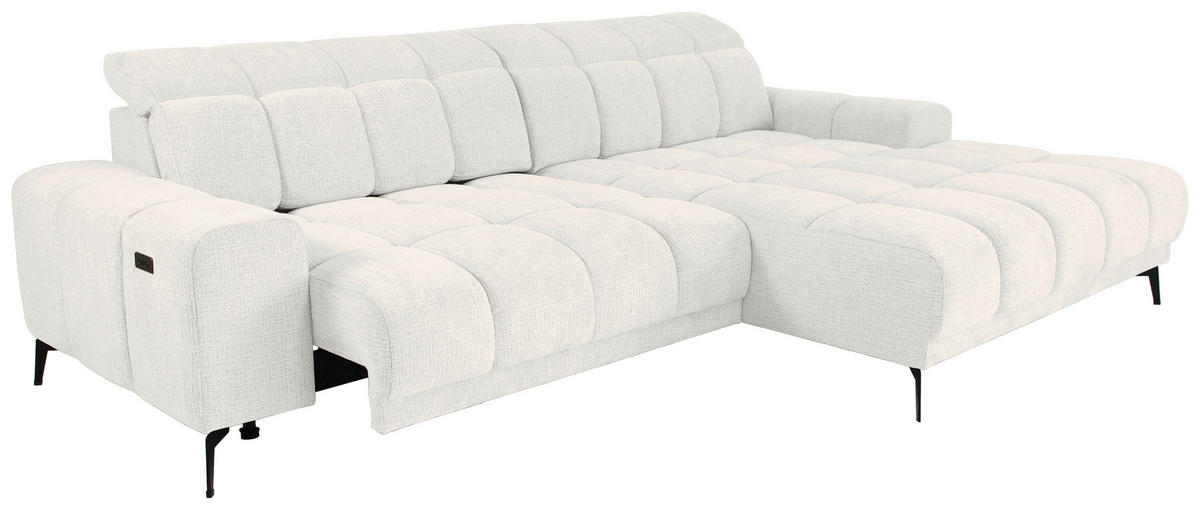 ECKSOFA inkl.Funktionen Beige Chenille  - Beige/Schwarz, MODERN, Textil/Metall (300/195cm) - Xora