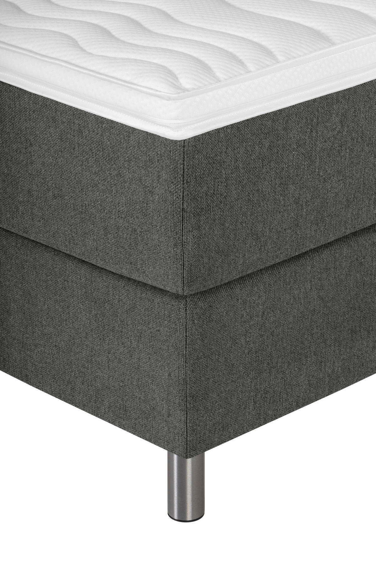 BOXSPRINGBETT 160/200 cm  in Anthrazit  - Anthrazit/Silberfarben, Konventionell, Textil/Metall (160/200cm) - Welnova