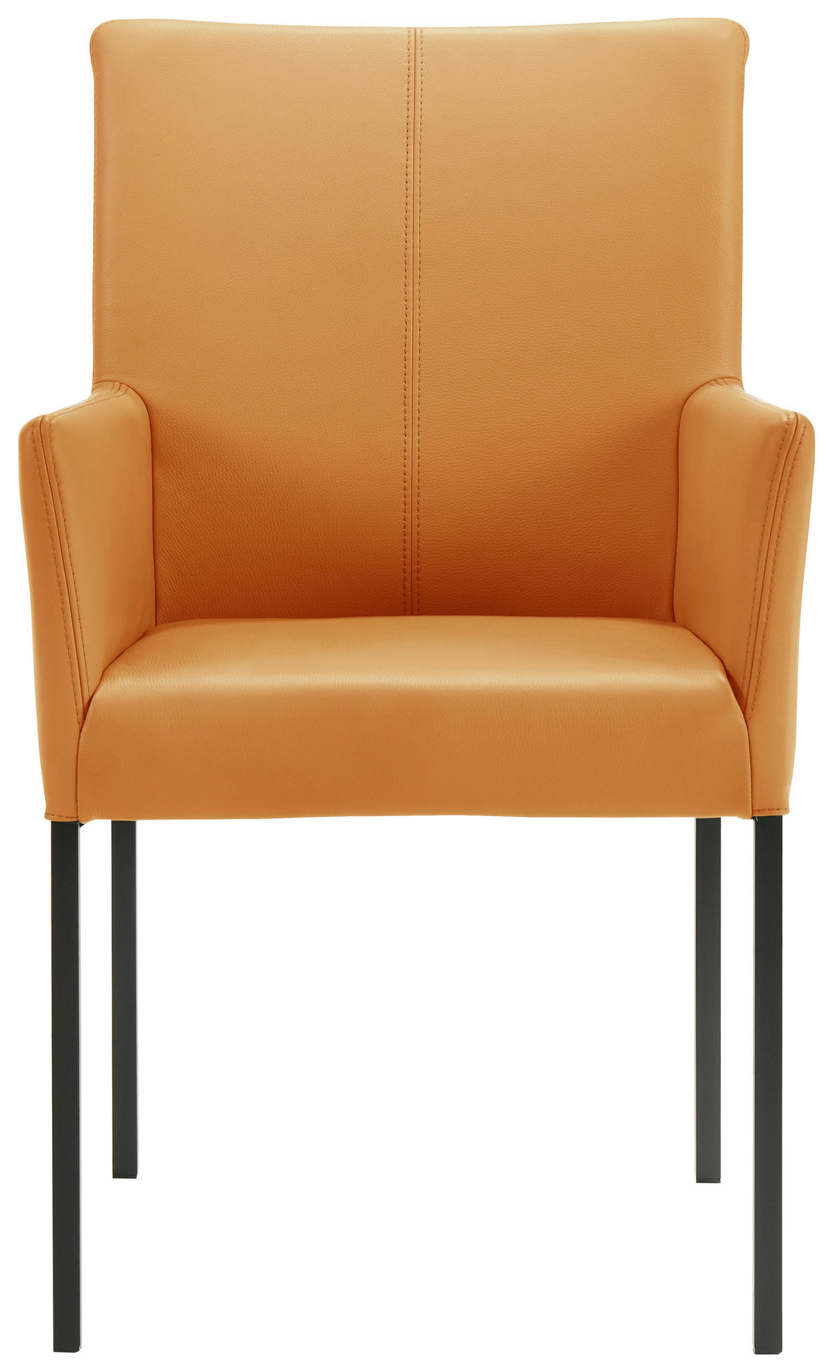 ARMLEHNSTUHL  in Echtleder pigmentiert  - Cognac/Schwarz, Design, Leder/Metall (56/96/62cm) - Johann Jakob