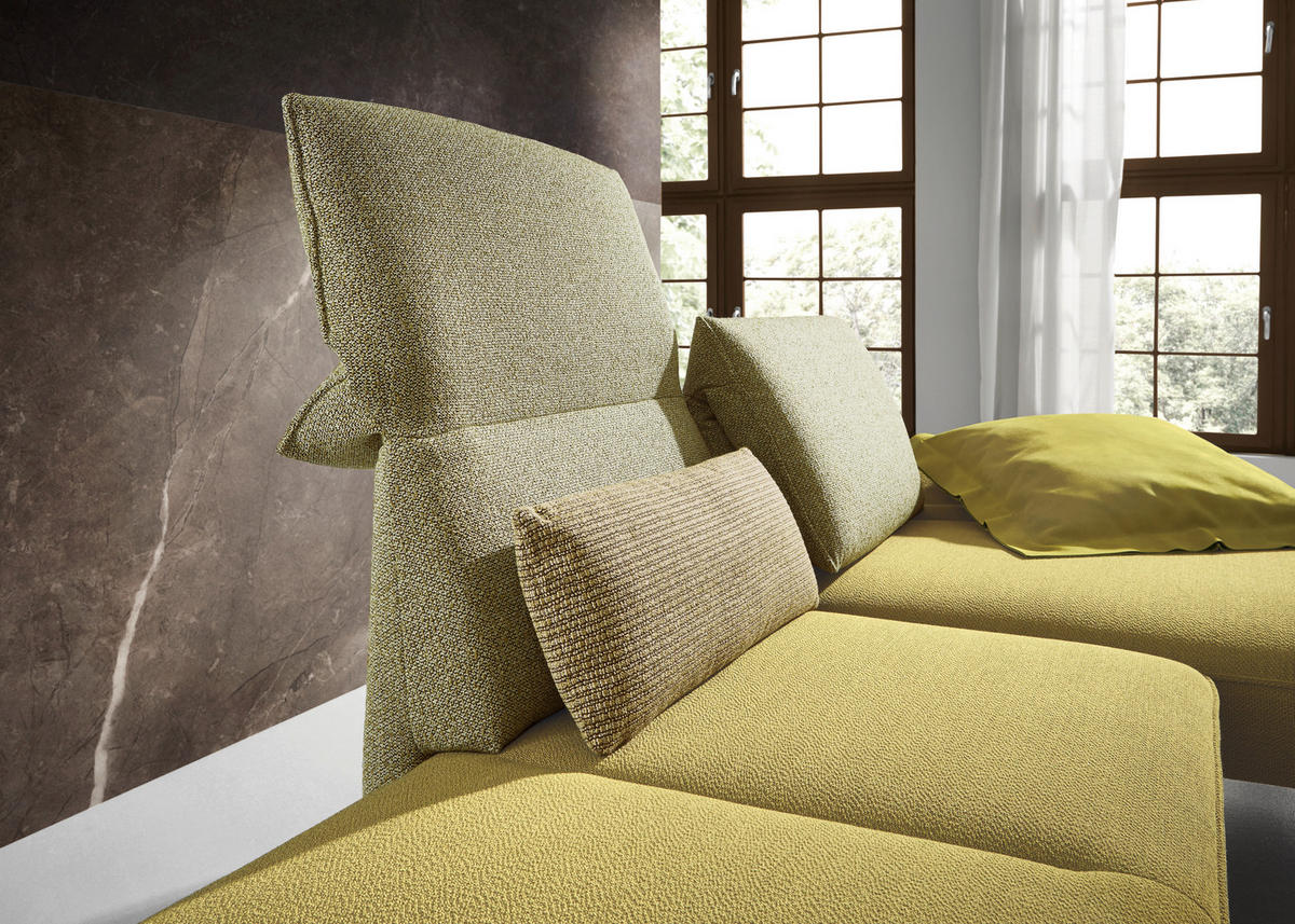ECKSOFA Limette Flachgewebe  - Chromfarben/Limette, Design, Holz/Textil (132/240cm) - Koinor