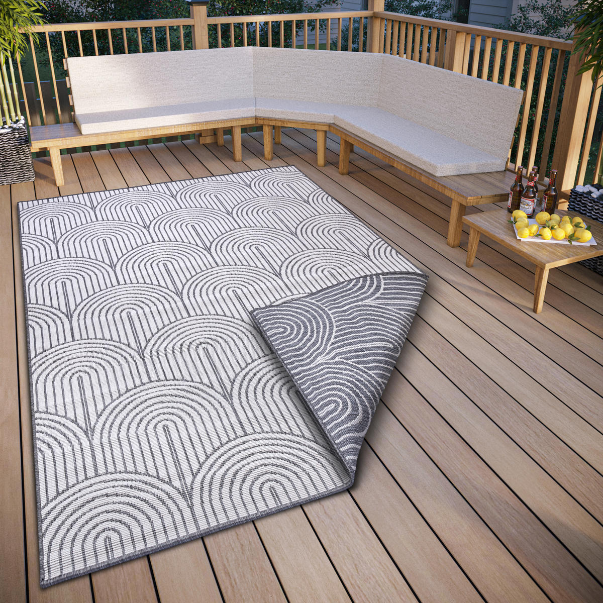 OUTDOORTEPPICH 160/230 cm Pangli Silberfarben, Weiß  - Silberfarben/Weiß, Design, Kunststoff (160/230cm)