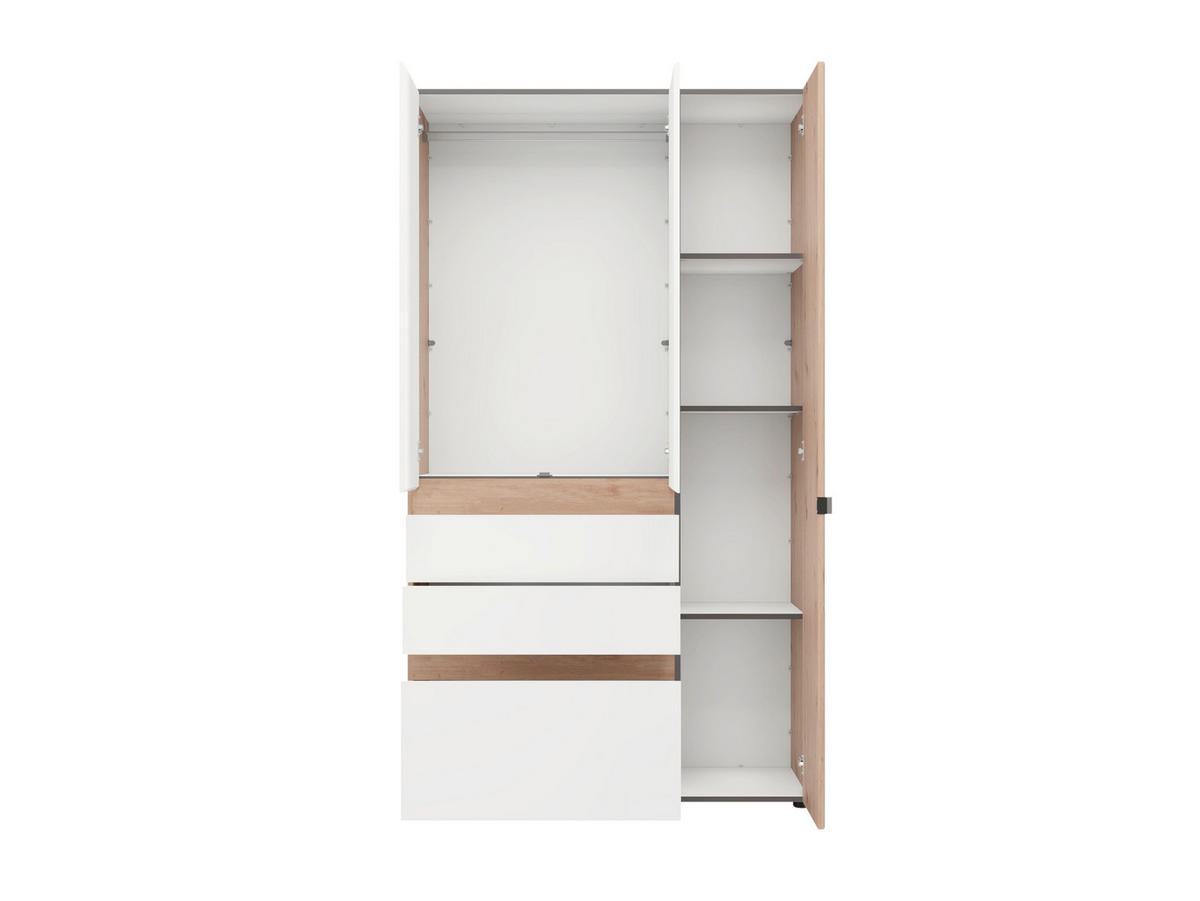 ORMAR ZA ODJEĆU bijela, hrast Artisan   - bijela/hrast Artisan, Moderno, staklo/drvni materijal (117/52/207,5cm)