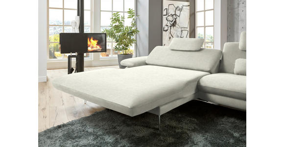 ECKSOFA in Velours Ecru 184/284 cm - Ecru/Schwarz, Design, Textil/Metall (184/284cm) - Dieter Knoll
