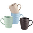 KAFFEEBECHERSET 4-teilig  - Pastellblau/Beige, Trend, Keramik (390ml) - Landscape