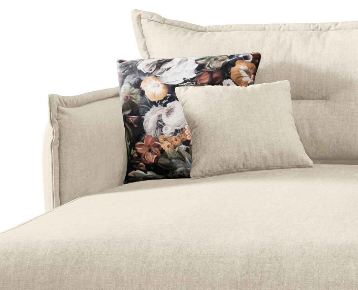 ECKSOFA in Velours Beige  - Beige/Schwarz, Modern, Textil/Metall (180/255cm) - Livetastic