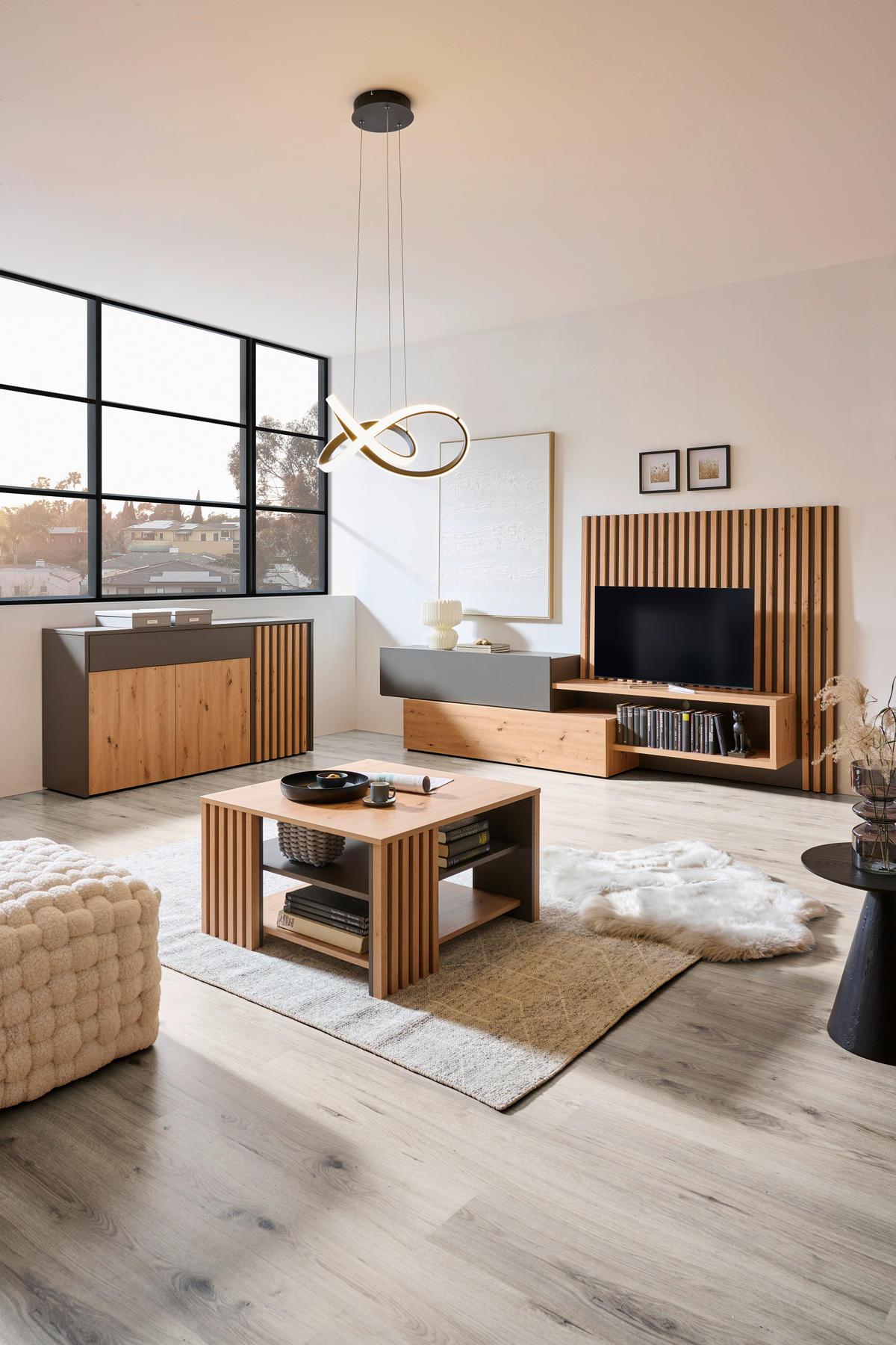 COUCHTISCH quadratisch Grau, Eiche Artisan  - Eiche Artisan/Grau, MODERN, Holzwerkstoff (80/45/80cm) - Carryhome