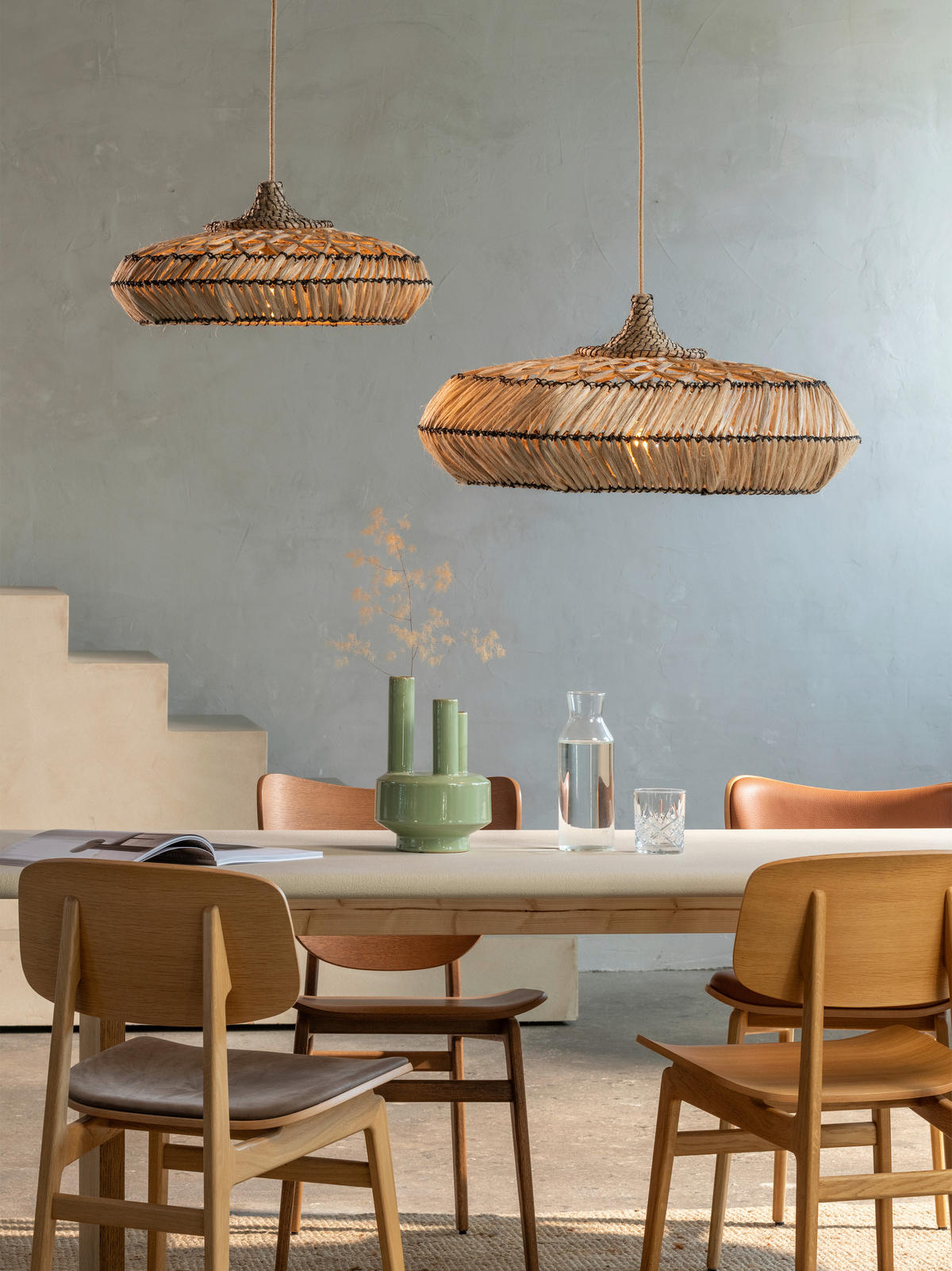 HÄNGELEUCHTE 50/50/275 cm  - Hellbraun/Schwarz, Trend, Naturmaterialien (50/50/275cm) - Good & Mojo