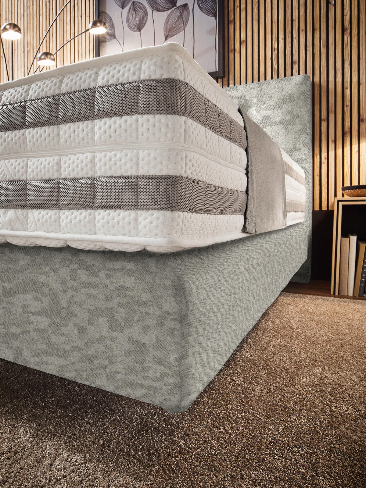 BOXSPRINGBETT 160/200 cm  in Beige  - Beige, KONVENTIONELL, Holz/Textil (160/200cm) - Dieter Knoll