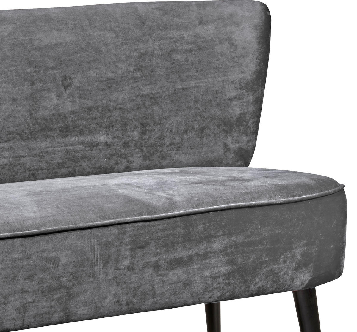 SITZBANK 179/83/75 cm Mikrovelours Grau Holz  - Schwarz/Grau, Trend, Holz/Textil (179/83/75cm) - MID.YOU