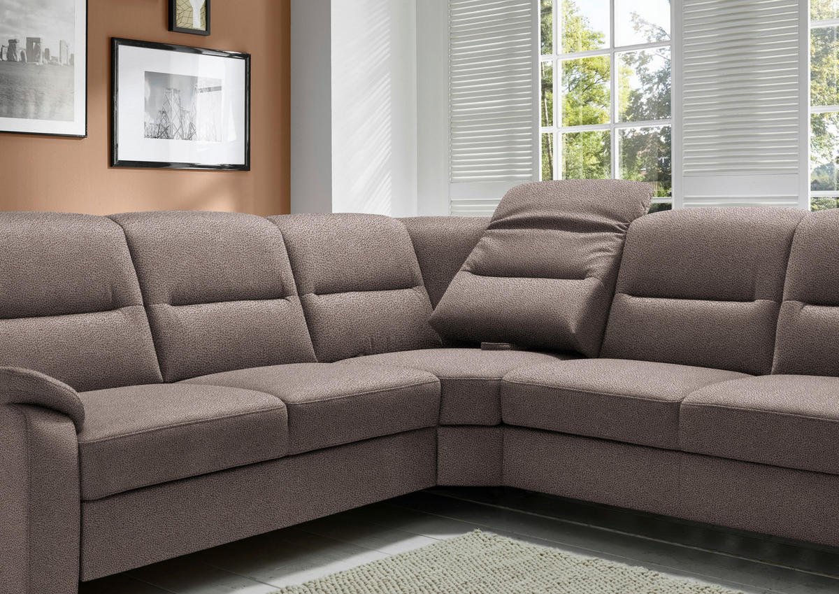 ECKSOFA in Mikrofaser Graubraun  - Graubraun/Schwarz, Konventionell, Holz/Textil (245/303cm) - Beldomo Comfort