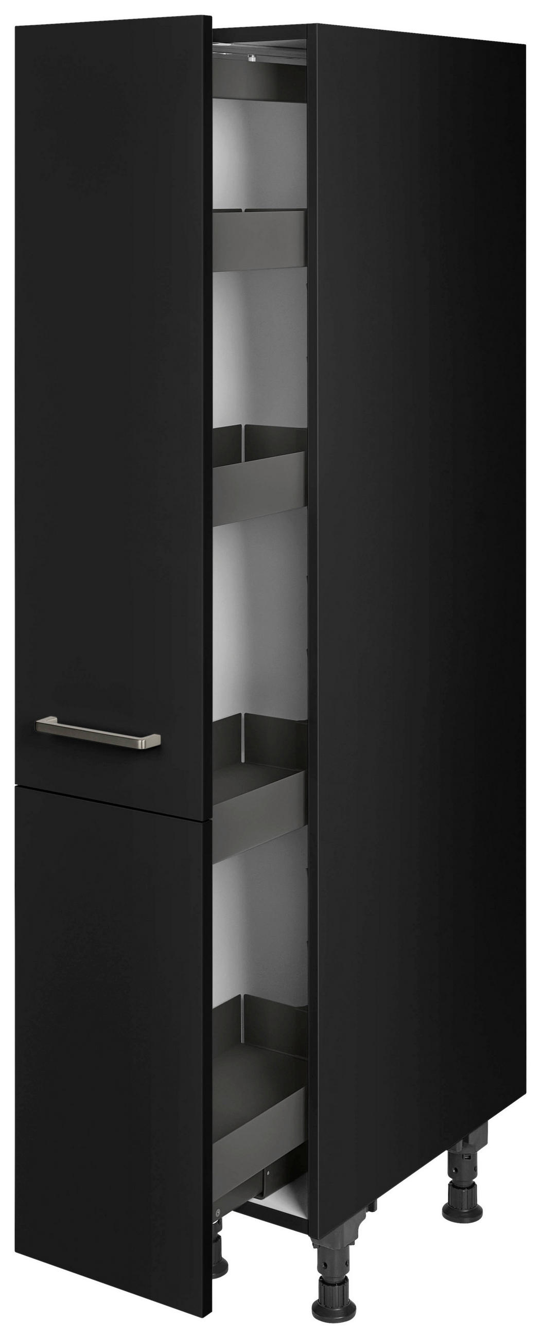 APOTHEKERSCHRANK 30/168/58 cm  in Schwarz  - Edelstahlfarben/Schwarz, MODERN, Holzwerkstoff/Metall (30/168/58cm) - Nobilia