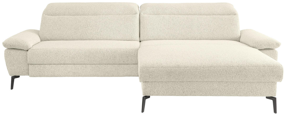 ECKSOFA Struktur Creme  - Creme/Schwarz, Konventionell, Textil/Metall (300/178cm) - Livetastic