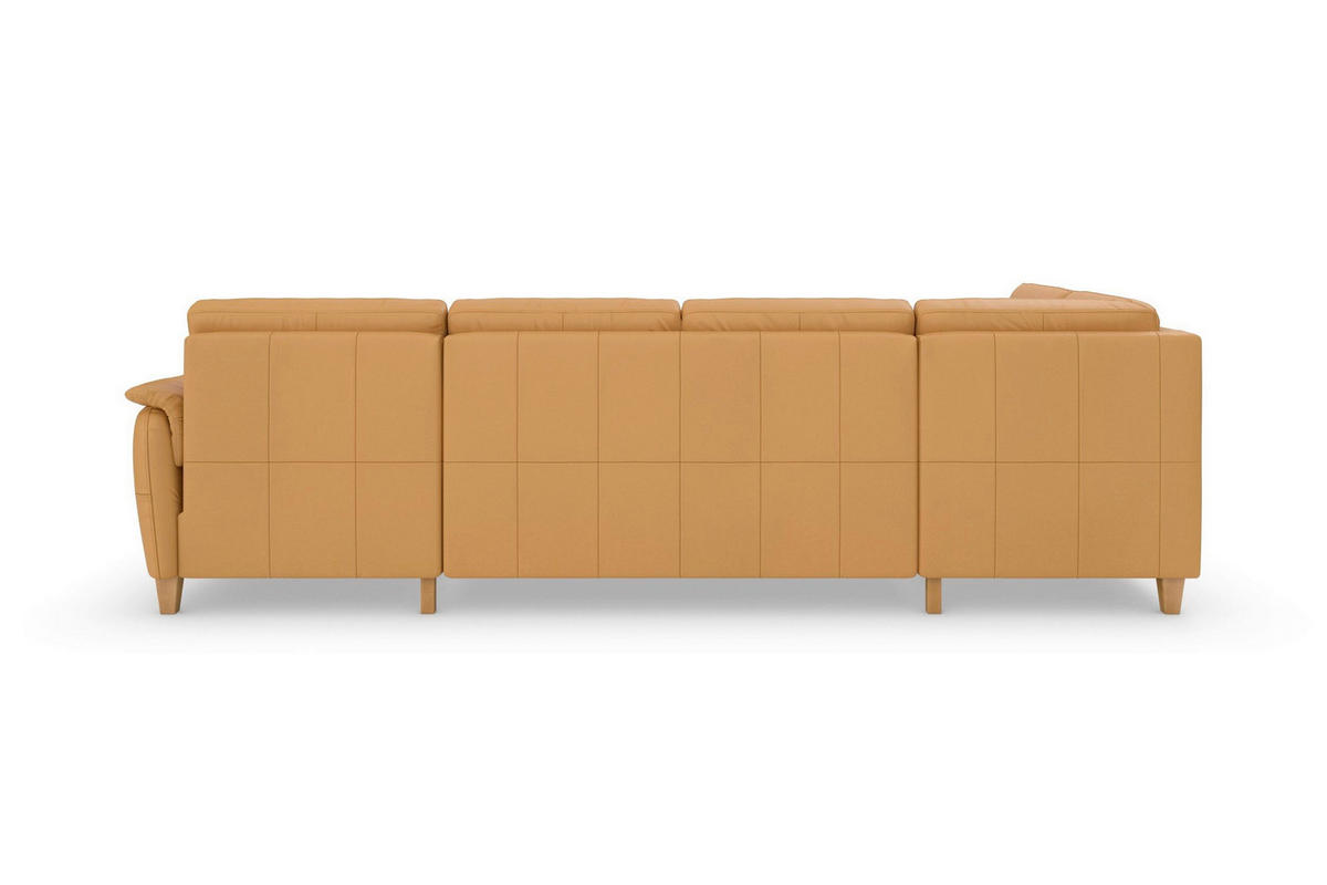 WOHNLANDSCHAFT PALMERA E in Echtleder Currygelb  - Currygelb/Eichefarben, Basics, Leder/Holz (212/308/163cm) - Sit & More