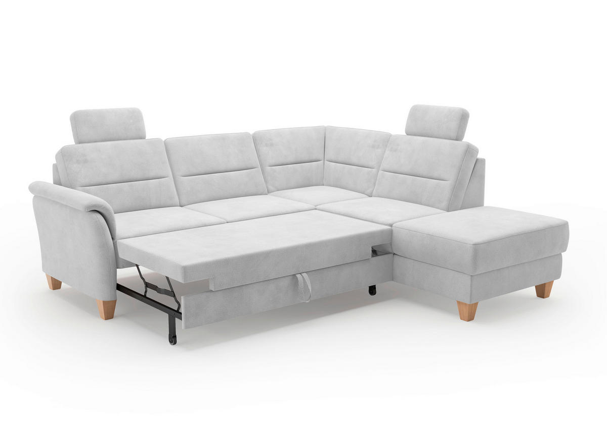 ECKSOFA in Flachgewebe Silberfarben  236/212 cm  - Eichefarben/Silberfarben, KONVENTIONELL, Holz/Textil (236/212cm) - Sit & More