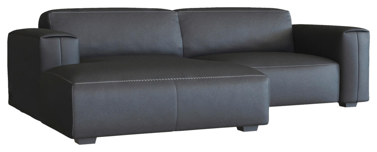 Freisteller von Livetastic ECKSOFA Schwarz Echtleder.