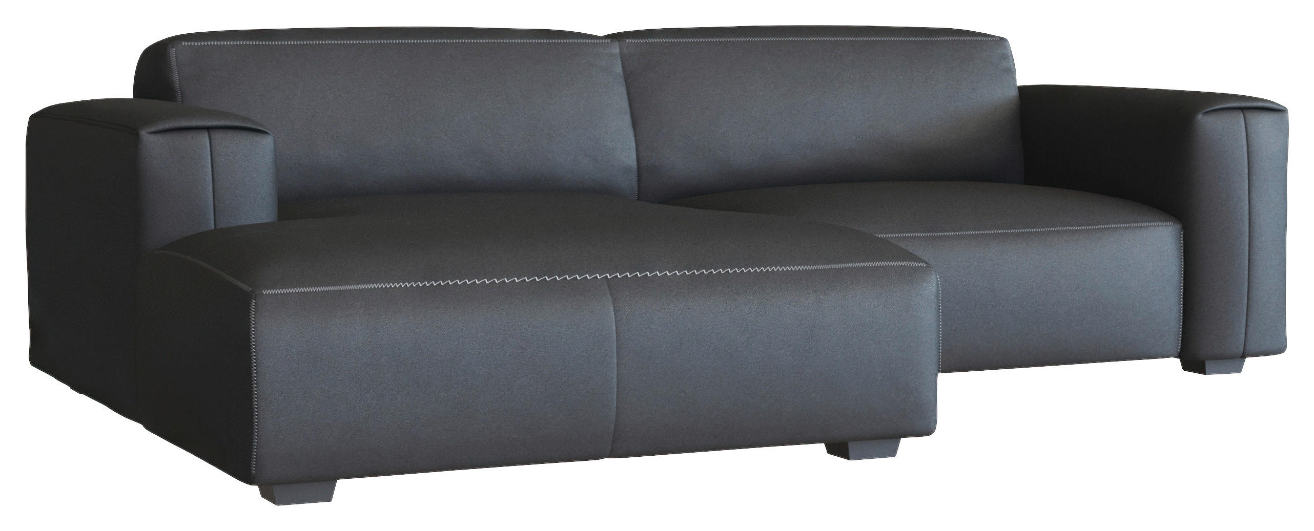 Thumbnail - Livetastic Ecksofa, Schwarz, Leder, Echtleder, Birke, vollmassiv, 2-Sitzer, Ottomane links, L-Form, 252x171 cm, Reach, G...