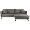 ECKSOFA Grau Lederlook  - Schwarz/Grau, MODERN, Textil/Metall (255/180cm) - Livetastic