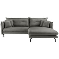 ECKSOFA Grau Lederlook  - Schwarz/Grau, MODERN, Textil/Metall (255/180cm) - Livetastic