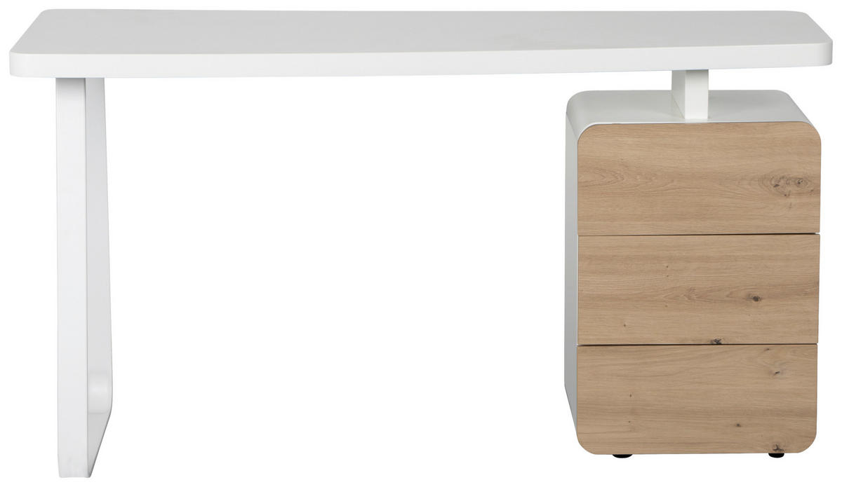 SCHREIBTISCH  in Weiß, Eichefarben  - Eichefarben/Weiß, LIFESTYLE, Holzwerkstoff/Metall (140/75/60cm) - MID.YOU