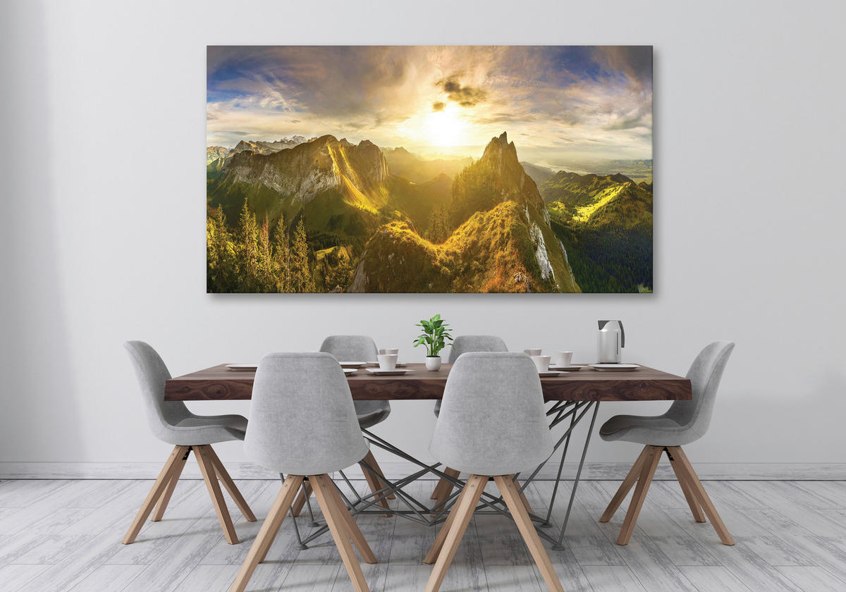ACRYLGLASBILD Berge 100/180 cm  - Multicolor, Natur, Kunststoff (100/180cm) - Euroart