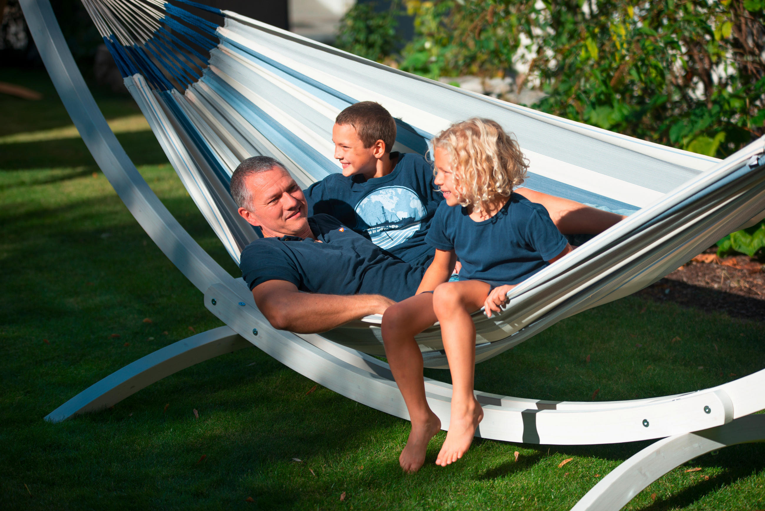 HÄNGEMATTE kingsize outdoor  - Blau/Weiß, KONVENTIONELL, Textil (180/400cm) - La Siesta