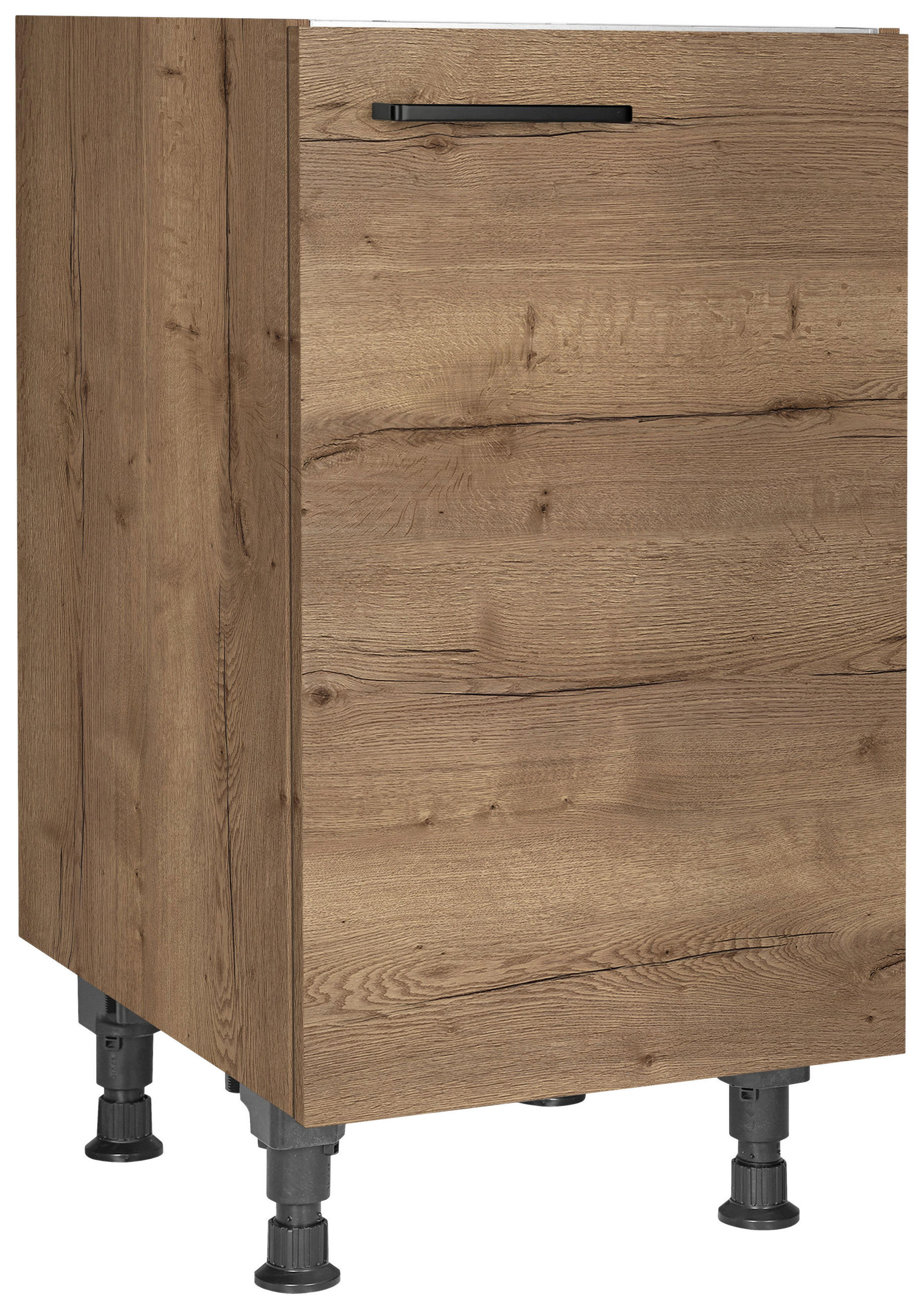 SPÜLENUNTERSCHRANK 45/87/56 cm  in Eiche dunkel  - Eiche dunkel/Schwarz, MODERN, Holzwerkstoff/Metall (45/87/56cm) - Nobilia