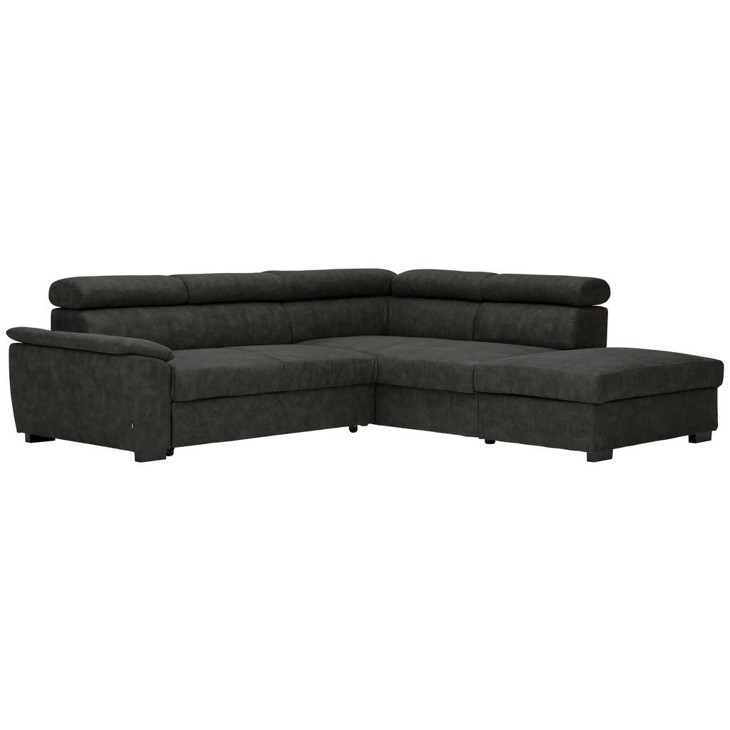 Thumbnail - Hom`in Ecksofa, Anthrazit, Textil, 4-Sitzer, Ottomane rechts, L-Form, 263x230 cm, seitenverkehrt erhältlich, Schlafen au...