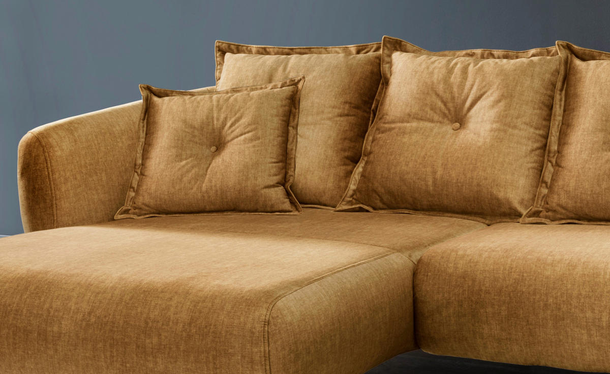 ECKSOFA Gelb Velours  - Gelb/Schwarz, MODERN, Holz/Textil (162/277cm) - Livetastic