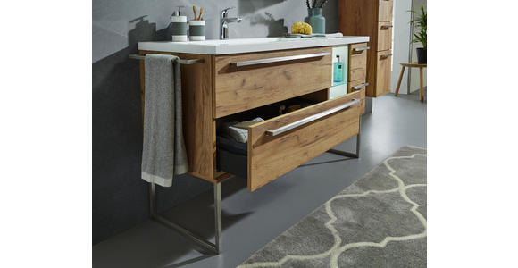 BADEZIMMER - Eichefarben/Weiß, Basics, Glas/Holzwerkstoff (145cm) - Dieter Knoll