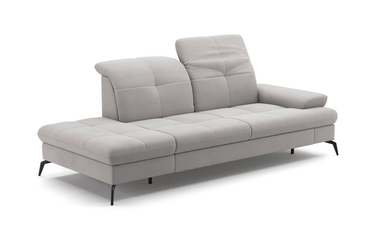 RÉCAMIERE in Flachgewebe Silberfarben  - Silberfarben/Schwarz, Konventionell, Textil/Metall (231/90/122cm) - Sit & More