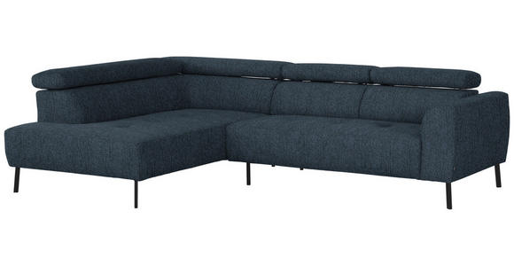 ECKSOFA in Webstoff Blau 205/280 cm - Blau/Schwarz, Design, Textil/Metall (205/280cm) - Xora
