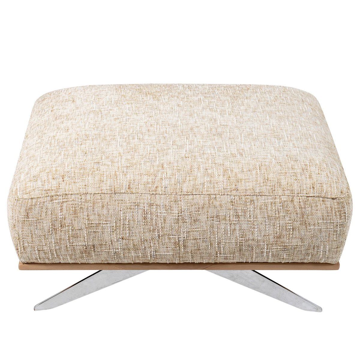 HOCKER in Textil Beige  - Chromfarben/Beige, Design, Holz/Textil (95/46/80cm) - Livetastic