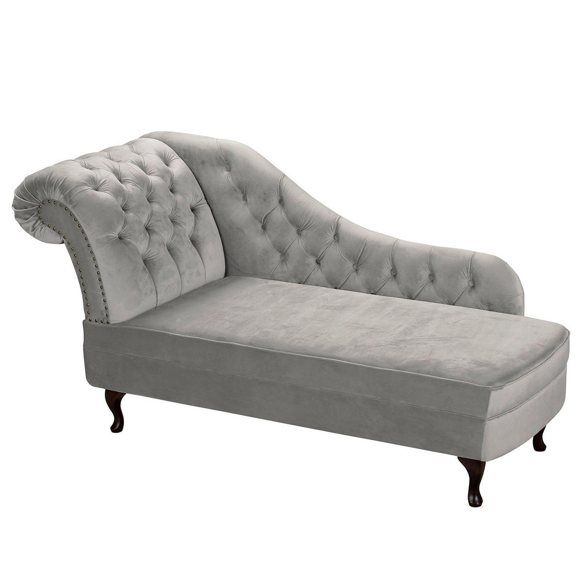 RÉCAMIERE Samt Grau  - Braun/Grau, Design, Holz/Textil (185/93/75cm) - Livetastic