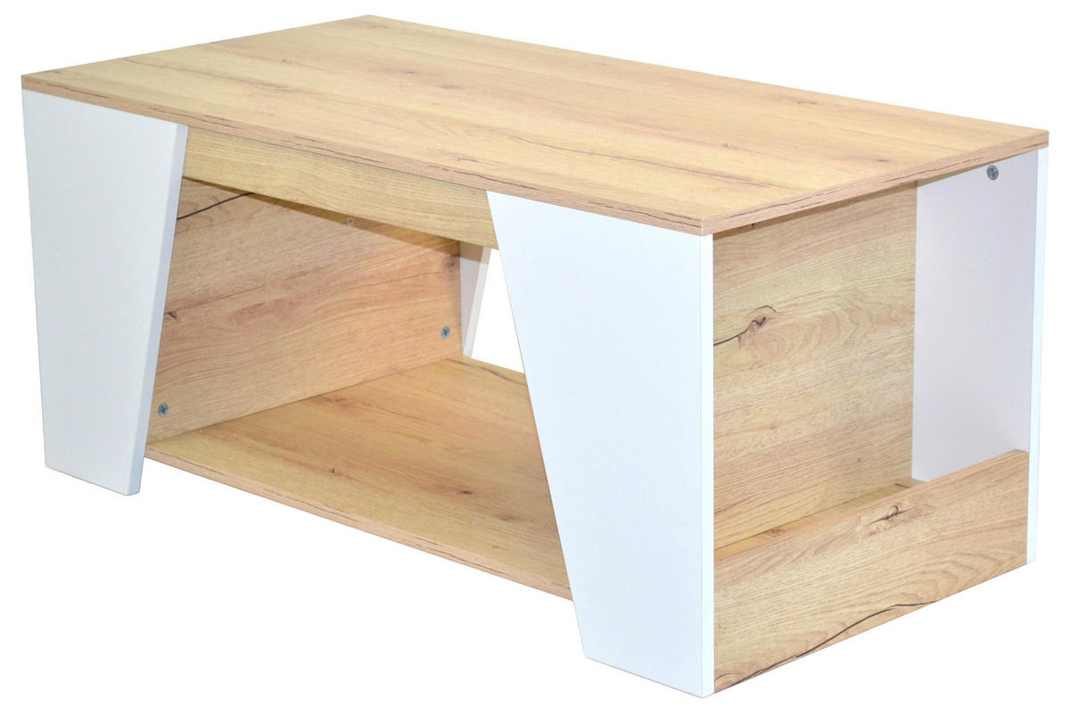 COUCHTISCH 100/50/45 cm rechteckig Weiß, Eichefarben  - Eichefarben/Weiß, Design, Holzwerkstoff (100/50/45cm) - MID.YOU