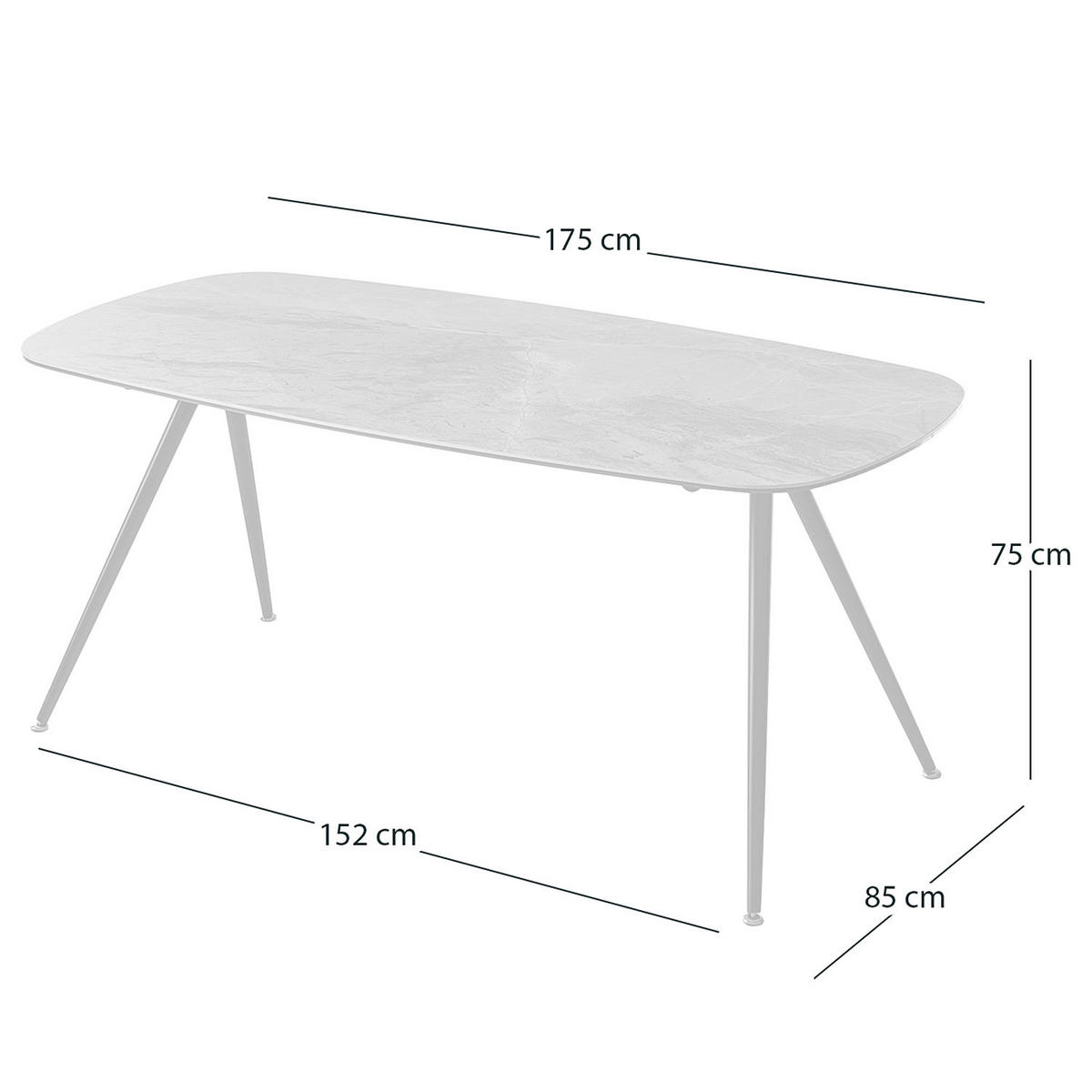 MATBORD i metall, glas, keramik 175/85/75 cm   - svart/grå, Modern, metall/glas (175/85/75cm) - Novel