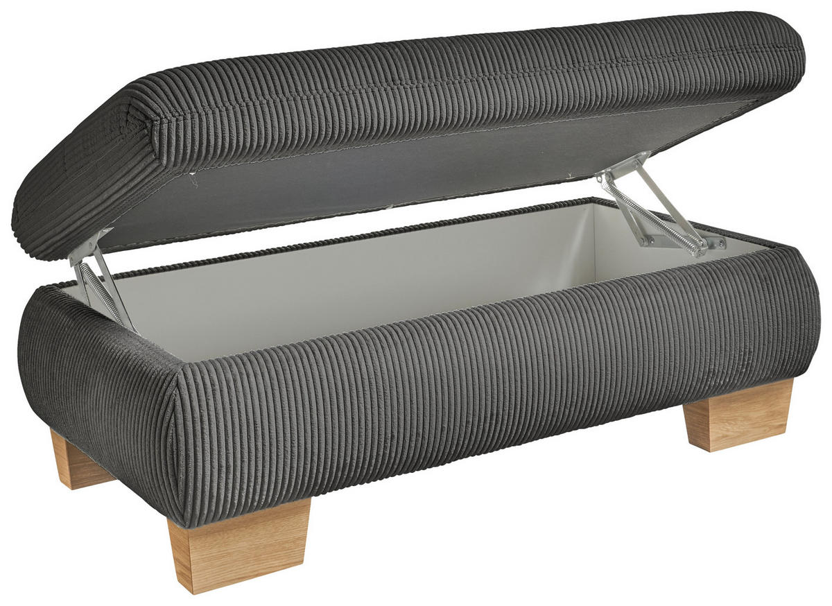 HOCKER Cord Anthrazit  - Eiche Bianco/Anthrazit, KONVENTIONELL, Holz/Textil (129/49/64cm) - SetOne by Musterring