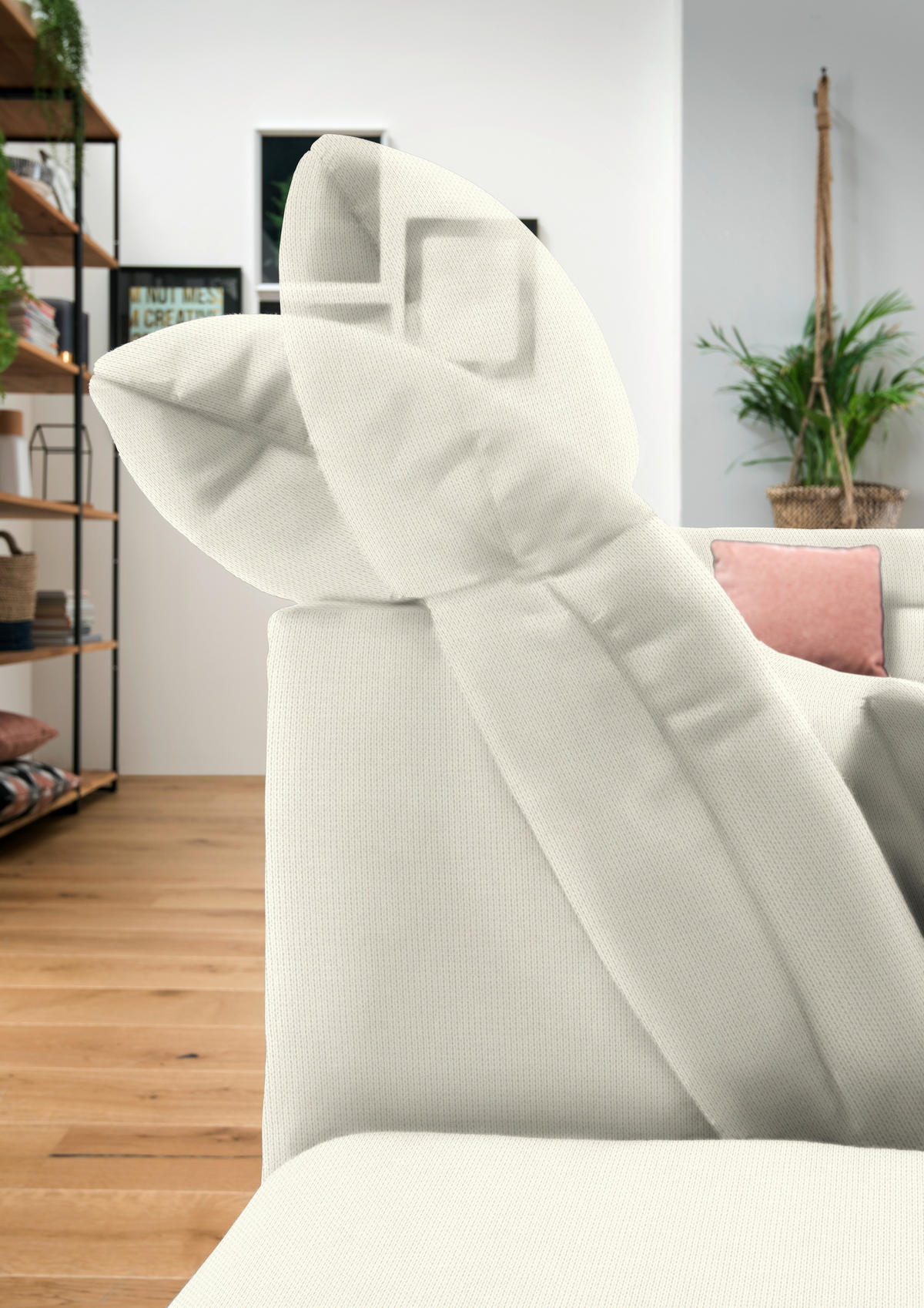 WOHNLANDSCHAFT in Mikrofaser Weiß  - Chromfarben/Weiß, Design, Kunststoff/Textil (204/350/211cm) - Xora
