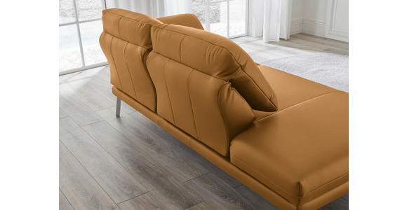 RÉCAMIERE in Echtleder Currygelb - Chromfarben/Currygelb, Design, Leder/Metall (209/85-109/95-16cm) - Dieter Knoll