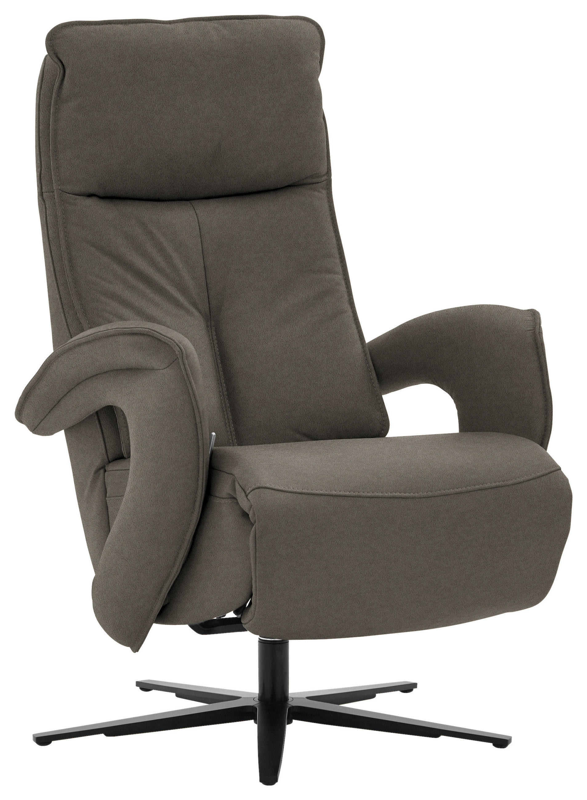 RELAXSESSEL in Leder Grau  - Schwarz/Grau, Design, Leder/Metall (77/110/87cm) - Valdera