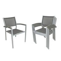 GARTENSTUHL-SET Metall, Kunststoff, Textil Grau, Silberfarben  - Silberfarben/Grau, Basics, Kunststoff/Textil (60/86/55cm) - Gardenson