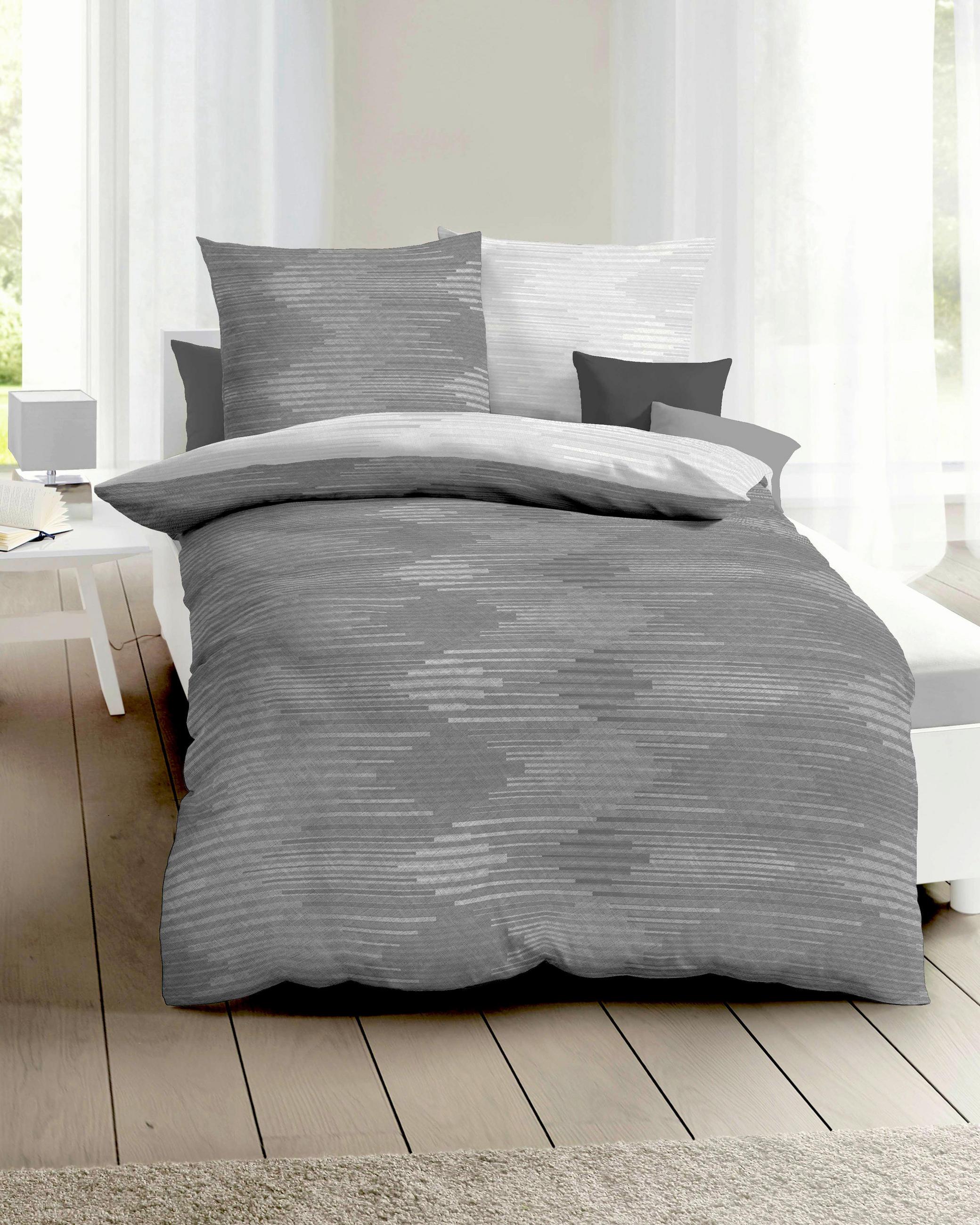 POSTELJNINA Ikat 200/200 cm bombažni flanel barve cinka  - barve cinka, Konvencionalno, tekstil (200/200cm) - Kaeppel